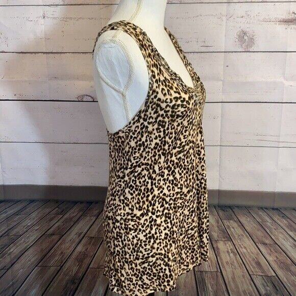Maurices Tank Top Shirt Womens Small Brown animal print Round Neck Cross Back - Picture 8 of 11